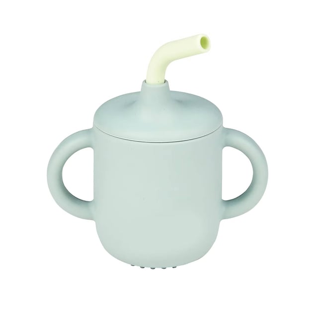 Gobelet avec paille silicone Couleur vert <span itemprop=