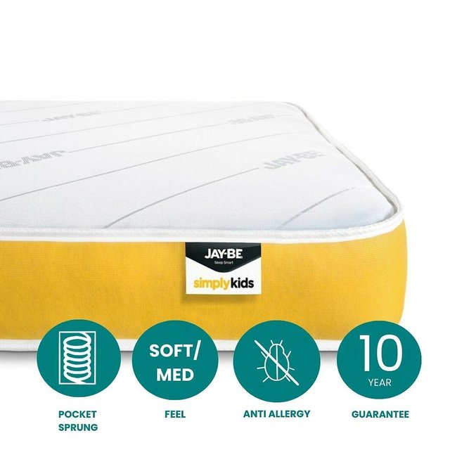 Jay-Be® Simply Kids® Anti-Allergy e-Pocket® Mattress, yellow, JAY-BE