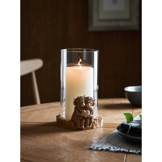 Photophore hamish, vache des highlands Couleur naturel <span itemprop=