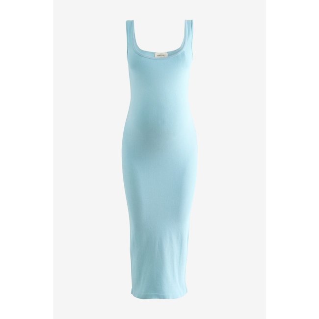 Robe de grossesse à encolure carrée bleu <span itemprop=
