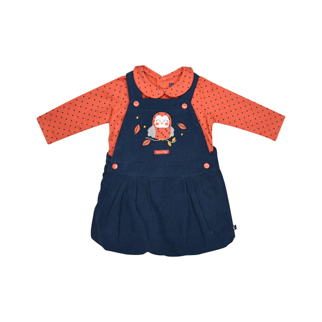 Tee shirt robe iseult velours cotele bebe bleu <span itemprop=