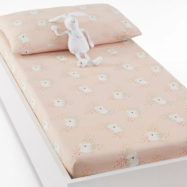 Louisa Koala Cotton Fitted Cot Sheet pink print LA REDOUTE INTERIEURS