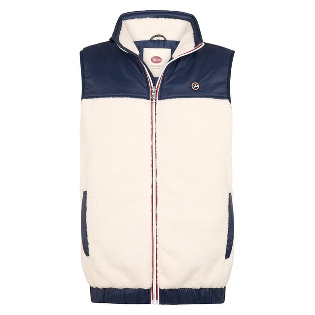 Parka sans manches en sherpa bleu marine <span itemprop=