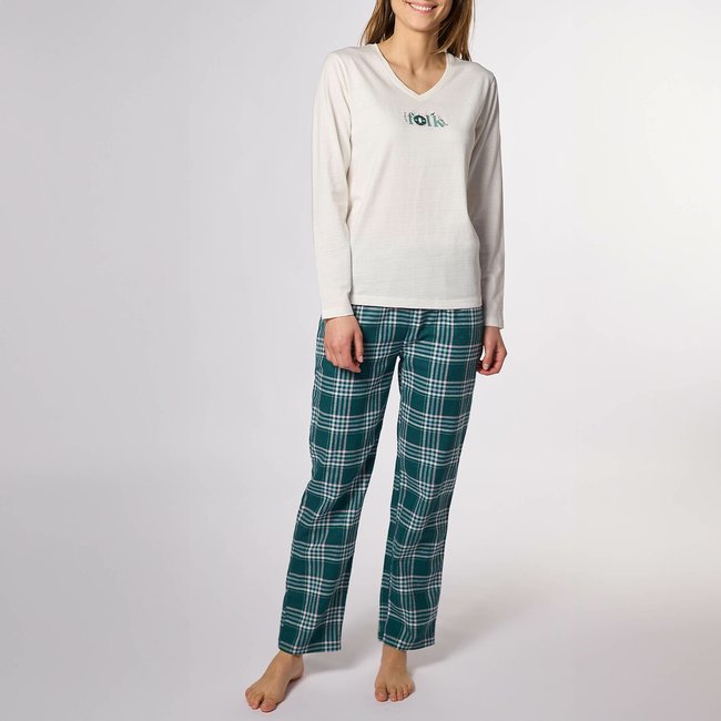 Pyjama Aberdeen mit langen Ärmeln weiss/grün <span itemprop=
