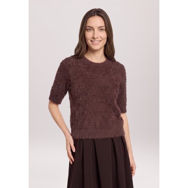 Pull-over en maille à encolure ronde dark maroon <span itemprop=