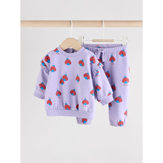Sweat et pantalon de jogging bébé, 2 pièces coccinelle violette <span itemprop=