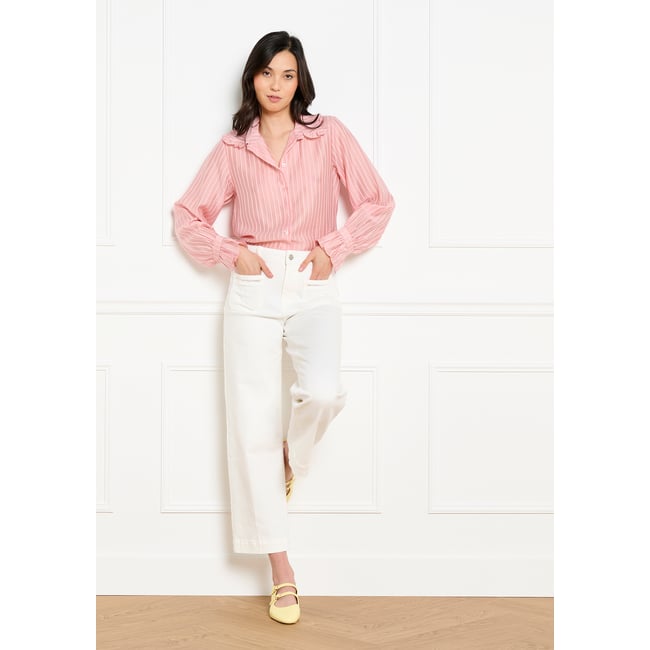 Blouse à rayures vaporeuse rose clair <span itemprop=