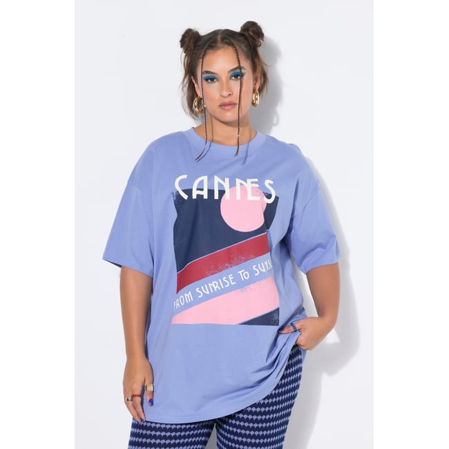 T-shirt oversize, imprimé Cannes bleu clair <span itemprop=