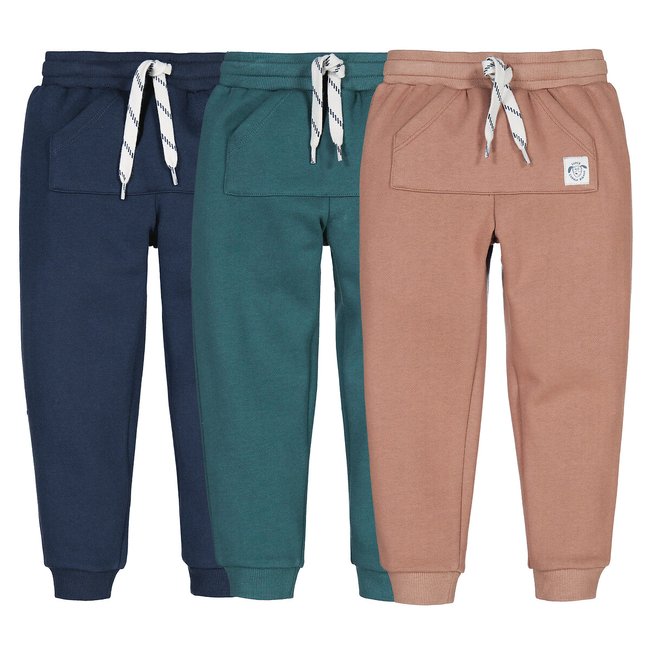 Lote de 3 joggings de felpa azul marino + camel + verde <span itemprop=
