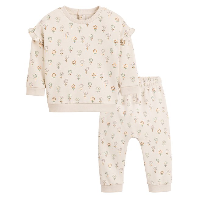 Conjunto de chándal de 2 piezas de sudadera y pantalón de felpa estampado <span itemprop=