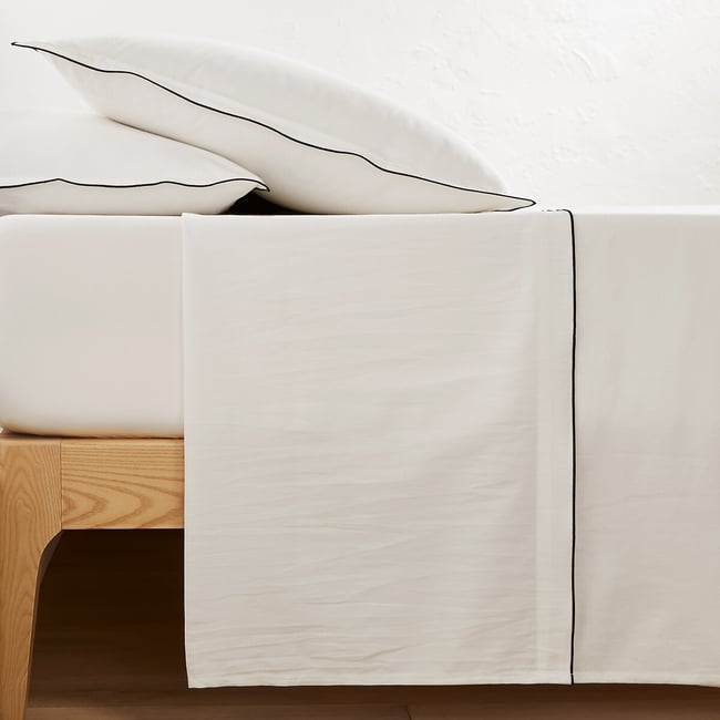 Drap plat en satin de coton lavé, 118 fils, Victor uni - LA REDOUTE INTERIEURS