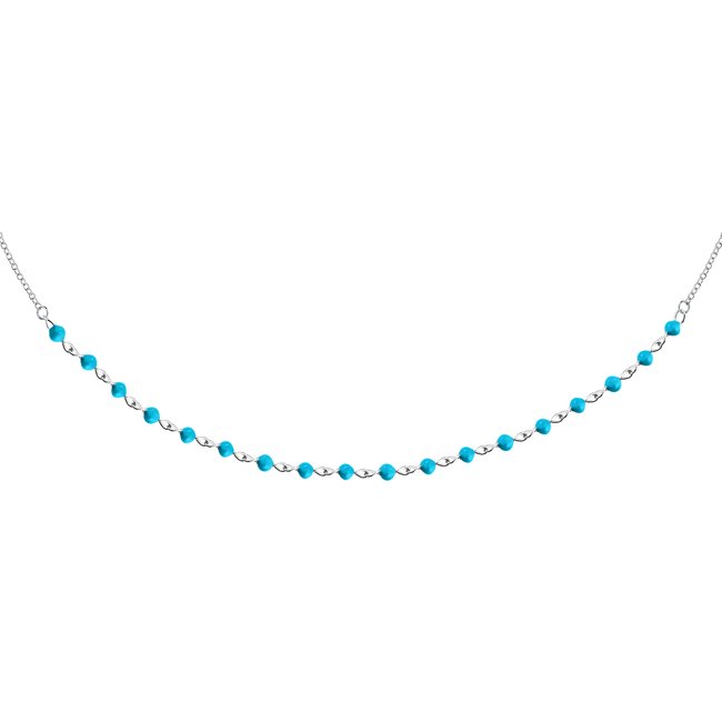 Collier en acier, cristaux, SILVER - LA PETITE STORY