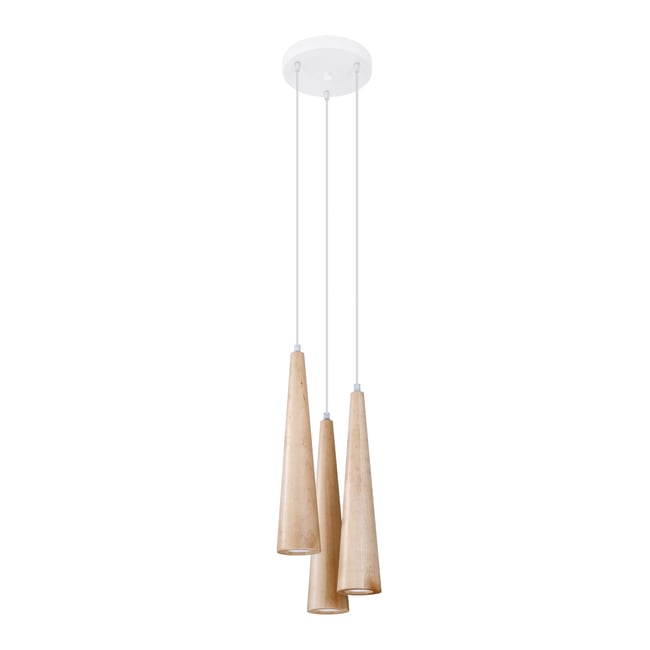 Suspension Bois Bois Naturel GU10 3 Sula Couleur marron <span itemprop=