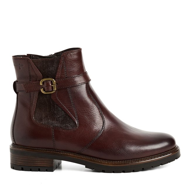 Bottines plates en cuir marron <span itemprop=