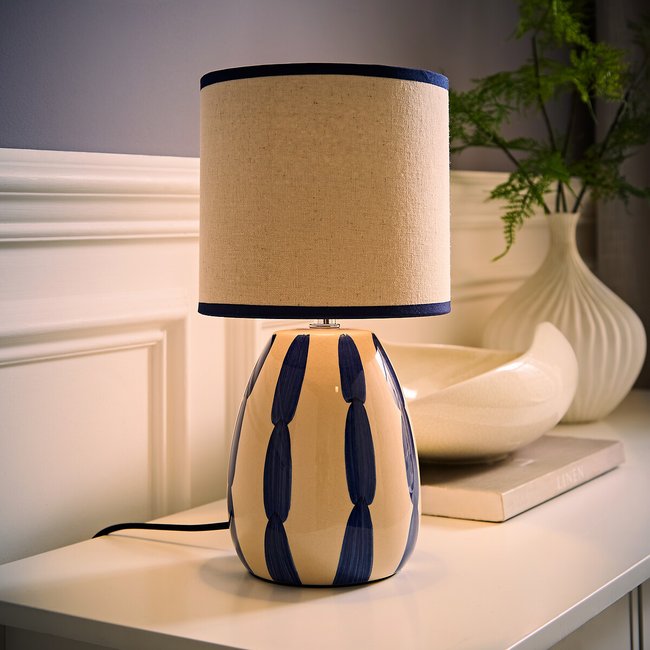 Brielle Painted Stripe Table Lamp, navy, SO'HOME