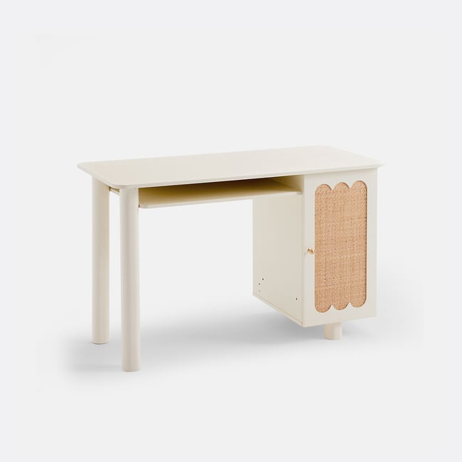 Bureau enfant rotin, PTILU Couleur ecru <span itemprop=