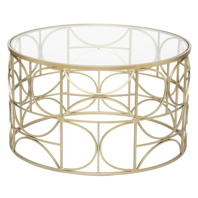 Table basse verre et métal Couleur or <span itemprop=