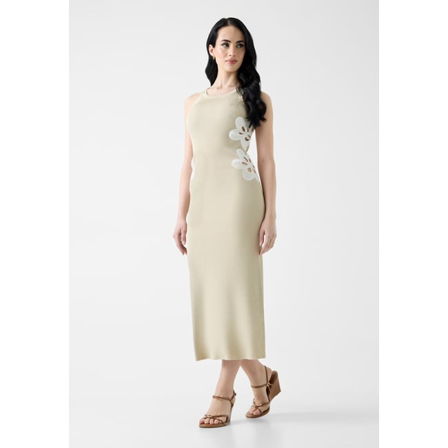 Fil textile Long Dress beige multi <span itemprop=