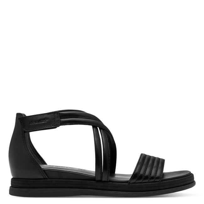Sandale à talon en cuir noir cuir <span itemprop=