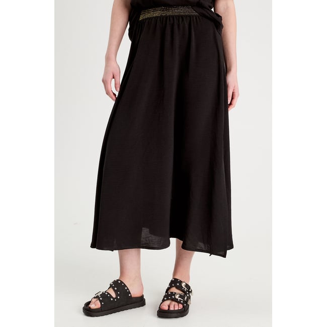Jupe longue évasée fluide noir <span itemprop=