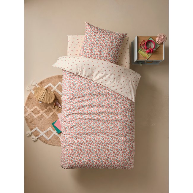 Parure housse de couette + taie d'oreiller enfant GIPSY beige / multicolore <span itemprop=