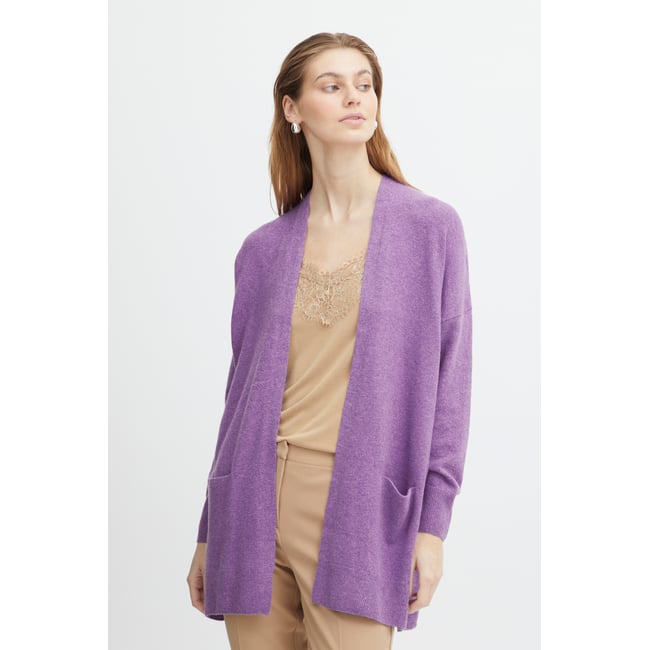 Knitted cardigan violet chive blossom <span itemprop=