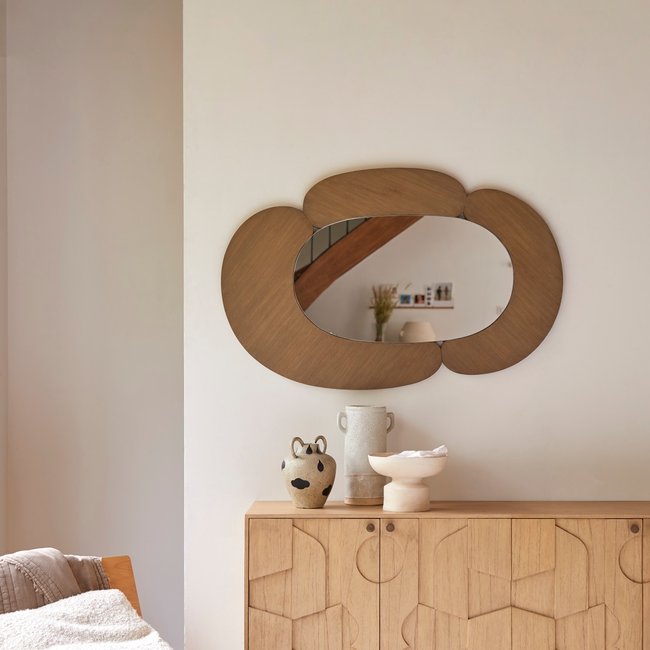 Miroir ovale en mindi clair 115x75 cm EDA Couleur naturel <span itemprop=