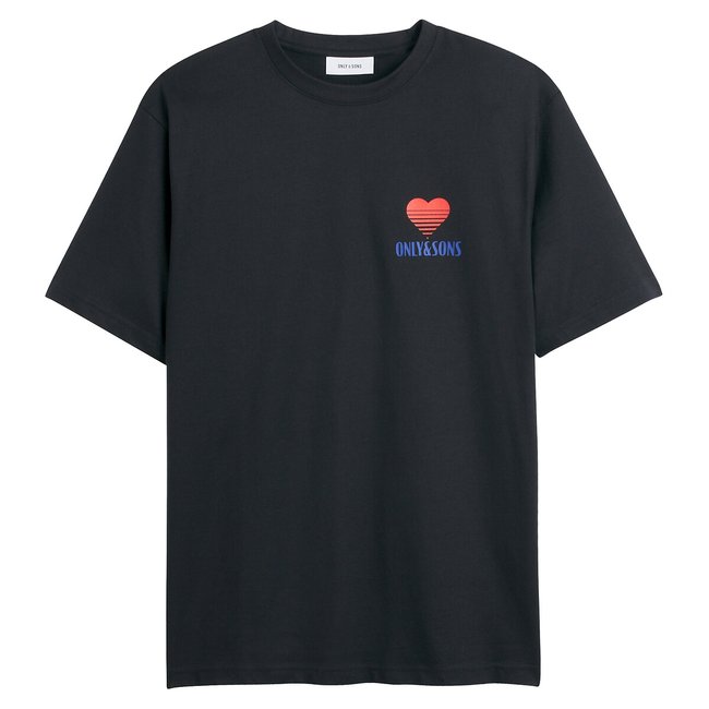Oversize-T-Shirt mit Herz-Logo hinten schwarz <span itemprop=