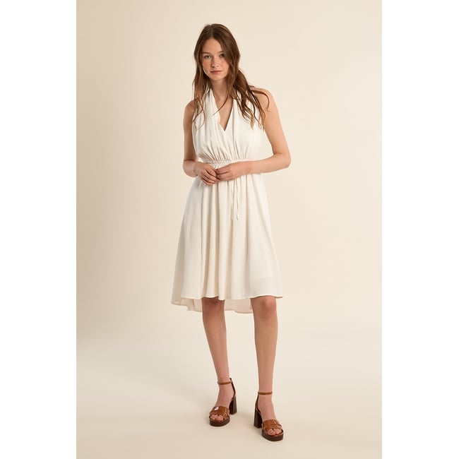Robe courte sans manches, asymétrique blanc <span itemprop=