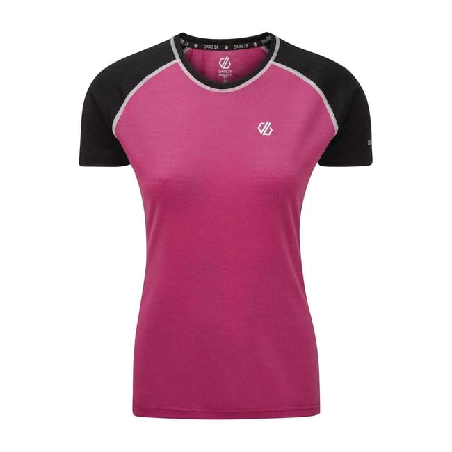 T-shirt manches courtes raglan motif/style blocs de couleurs FIXATE rose / noir <span itemprop=