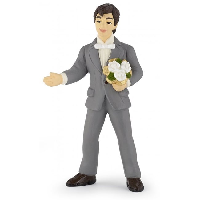 Figurine du marié au bouquet gris <span itemprop=