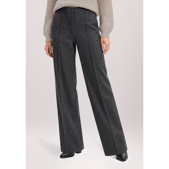 Pantalon à enfiler à nervures noir/gris <span itemprop=
