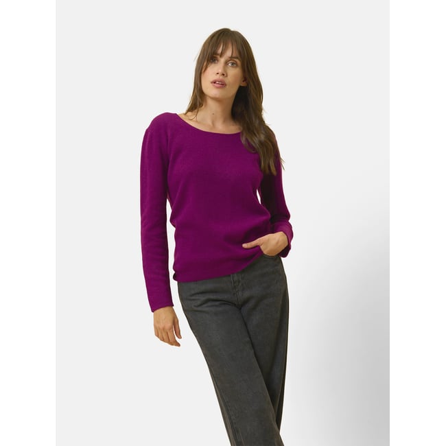 Pull Col Bateau Prune Fiona violet foncé <span itemprop=