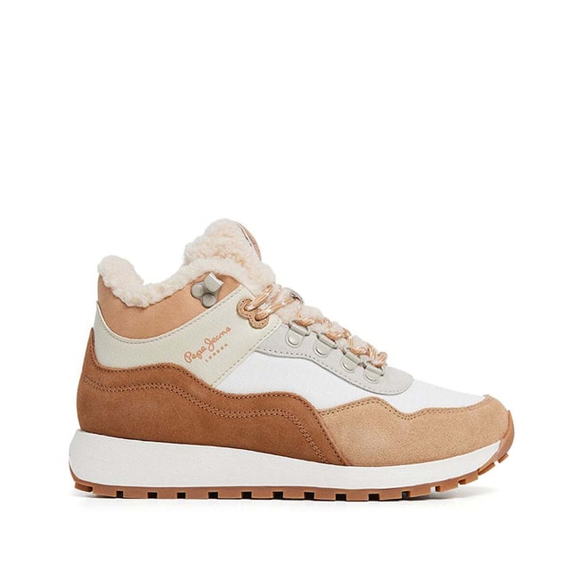 Bottes Avec Détails En Daim beige slip <span itemprop=