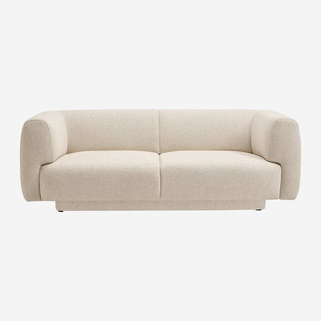 Canapé 2 places en tissu texturé AUSTIN Couleur beige <span itemprop=