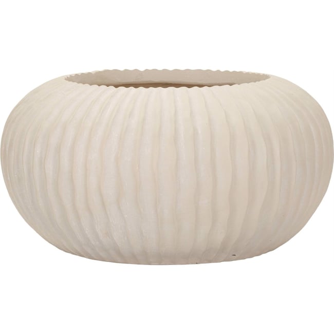 Vase bas nervuré à poser élégant MODERN Couleur crème <span itemprop=