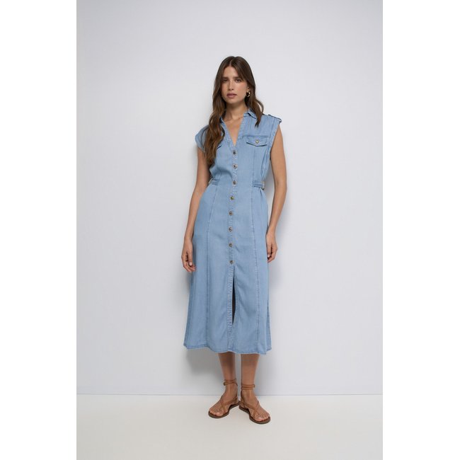 ROBE EN LIGHTDENIM bleu turquoise <span itemprop=