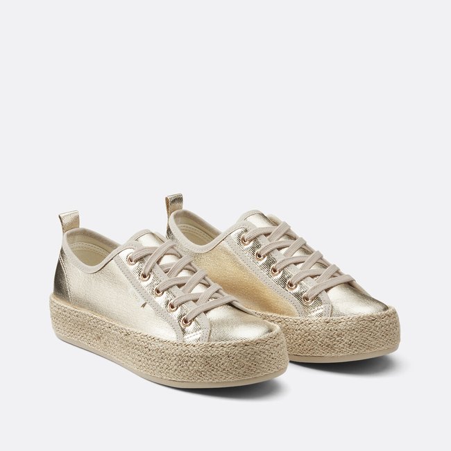 Baskets basses en toile semelle espadrille Lida doré <span itemprop=