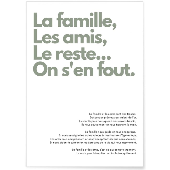 Affiche La famille, les amis... Couleur blanc <span itemprop=