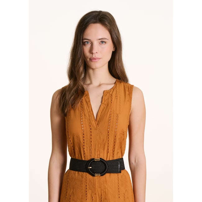 Ceinture large élastiquée boucle ovale noir <span itemprop=