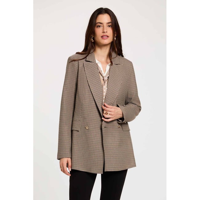 Blazer droit col tailleur marron <span itemprop=
