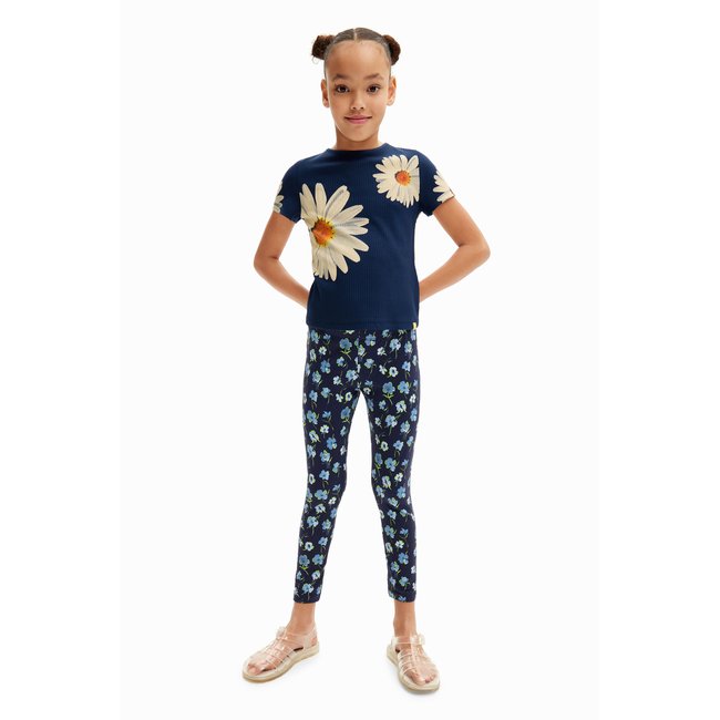 Long legging fleurs bleu <span itemprop=