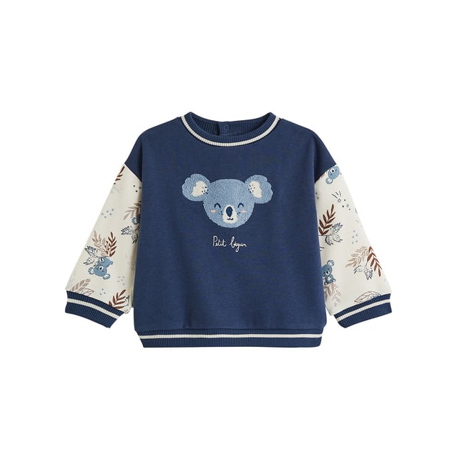 Sweat-shirt bébé en molleton Mathéo bleu <span itemprop=