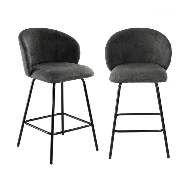 Lot de 2 tabourets - SORREL Couleur gris anthracite <span itemprop=