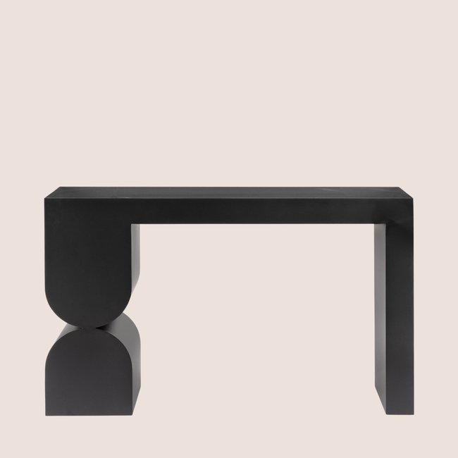 Console design en verre et métal noir L120 - ANDREA Couleur noir <span itemprop=
