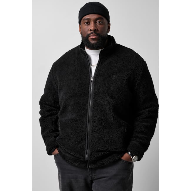 Veste en polaire bouclée, coupe décontractée noir <span itemprop=