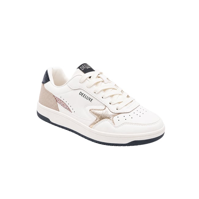 Baskets delice femme blanches à détails brillants DELICE blanc / bleu <span itemprop=