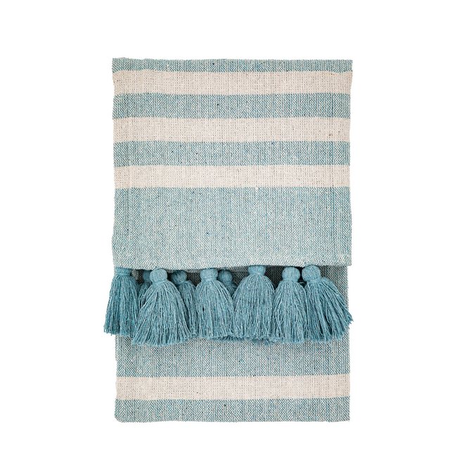 Tasselled Stripe Throw, teal, SO'HOME