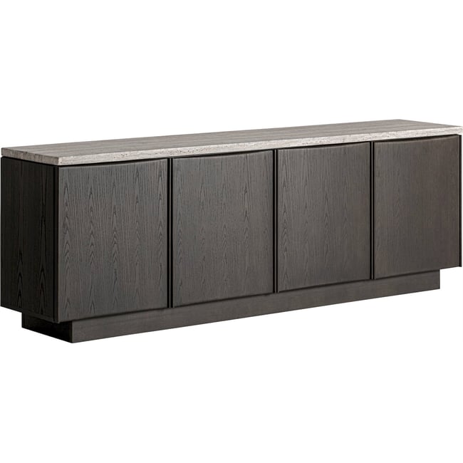 Buffet S.RIGNAC en pierre et frêne Couleur travertin gris et frêne brun <span itemprop=