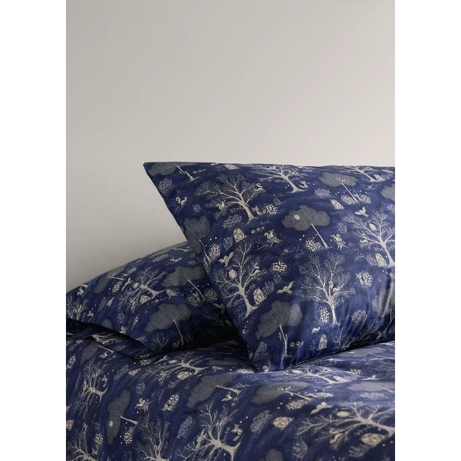 Taie d’oreiller en imprimé fleuri 45x110 cm bleu <span itemprop=